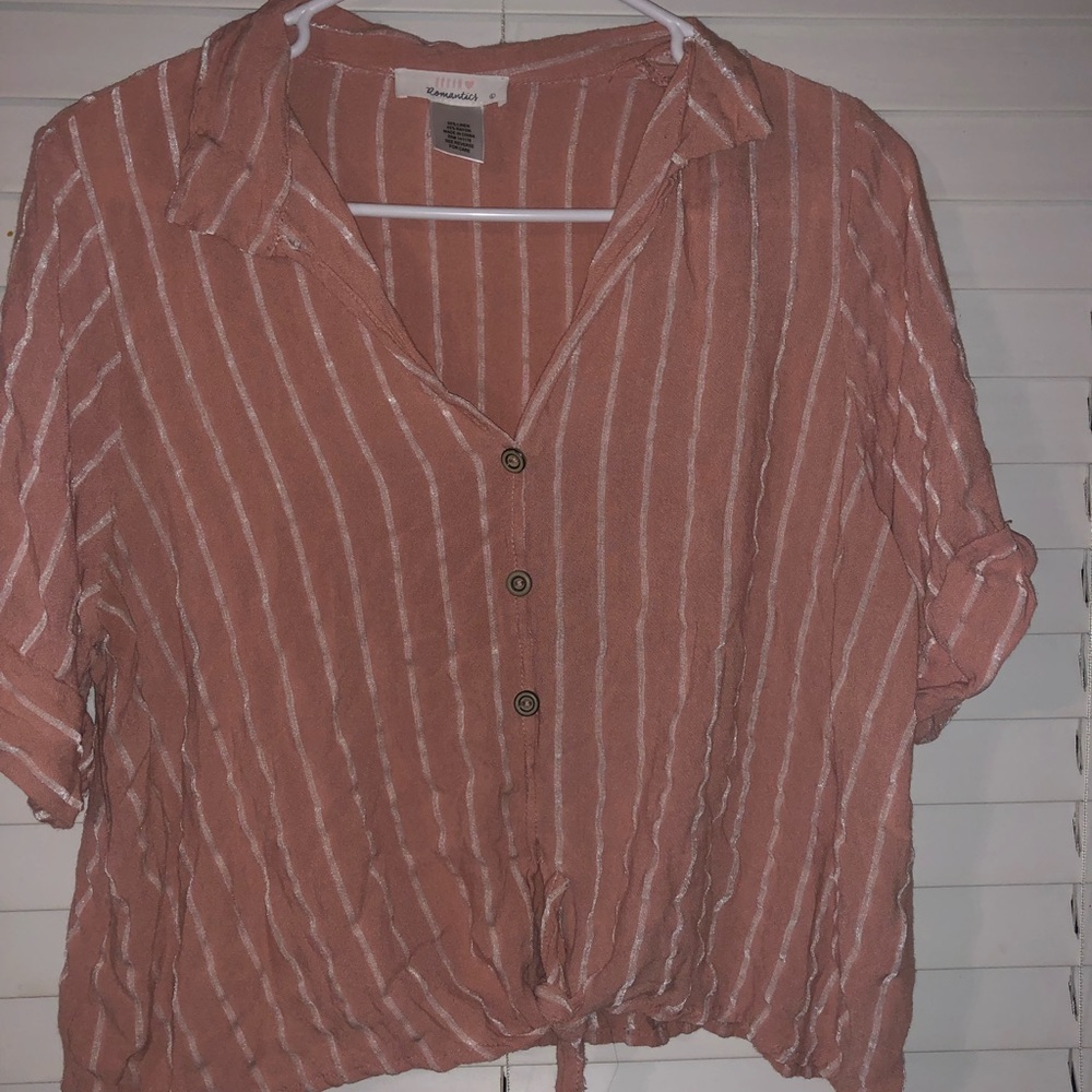 Button Down Striped Crop Top